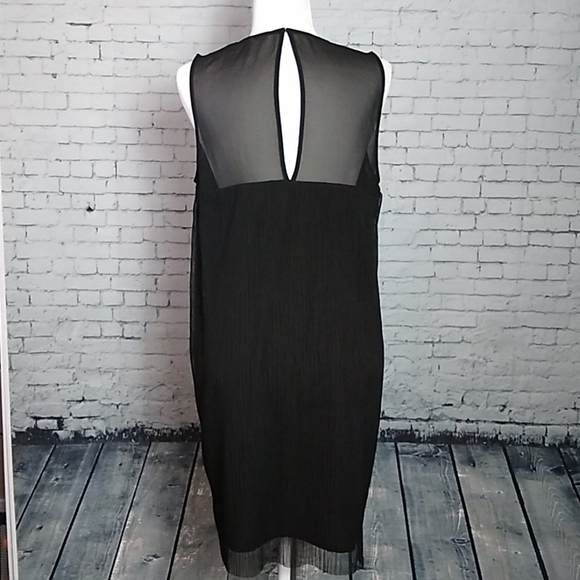 BCBGeneraton Womens SZ Medium Black Shift Dress Sleeveless Oversized Sheer Top - Picture 4 of 8